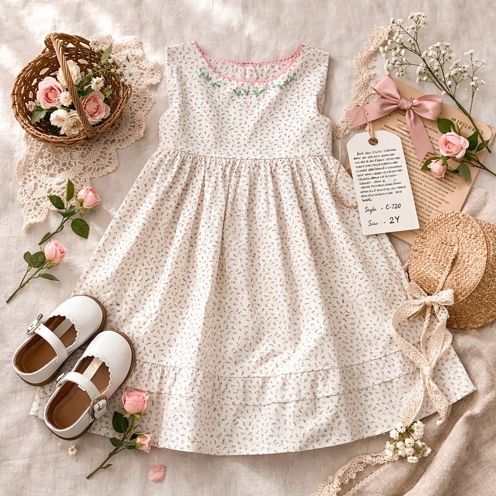 Vintage Strasburg Rosebud Floral Dress NWT Deadstock Smocked‎ cottagecore Easter